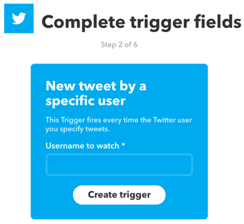 Siapkan applet IFTTT yang dipicu oleh tweet baru dari pengguna Twitter tertentu.