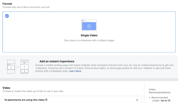 Facebook ThruPlay Optimization untuk iklan video, langkah 4.
