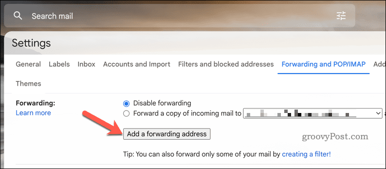 Tambahkan alamat penerusan Gmail
