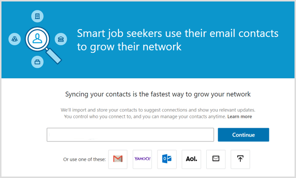 Alat LinkedIn untuk menyinkronkan kontak email Anda dengan akun LinkedIn Anda