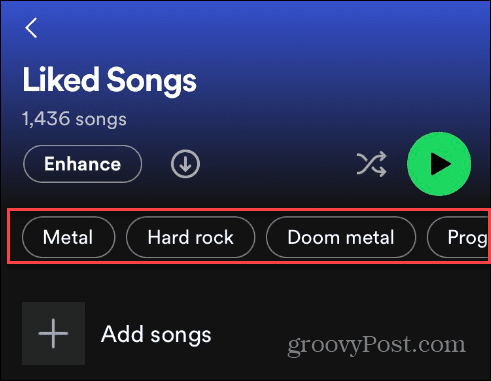 Urutkan Lagu yang Disukai di Spotify
