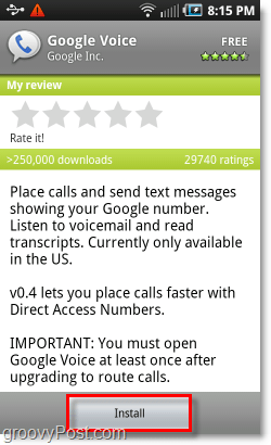 Pasar Android Seluler Instal Google Voice