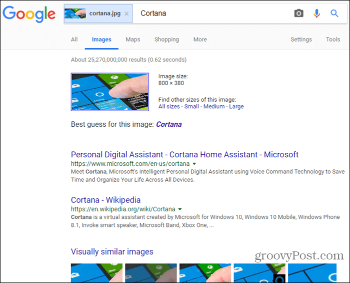 Hasil pencarian gambar di Google