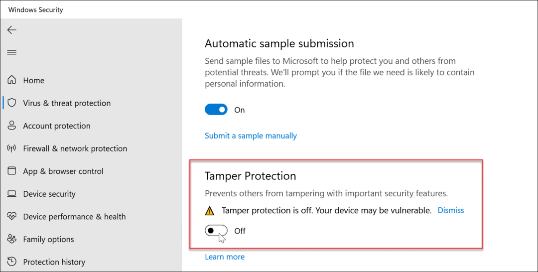 Tamper Protection Aktif atau Nonaktif di Windows 11