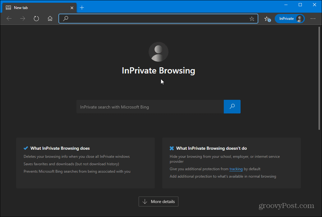 mode inprivate tepi microsoft