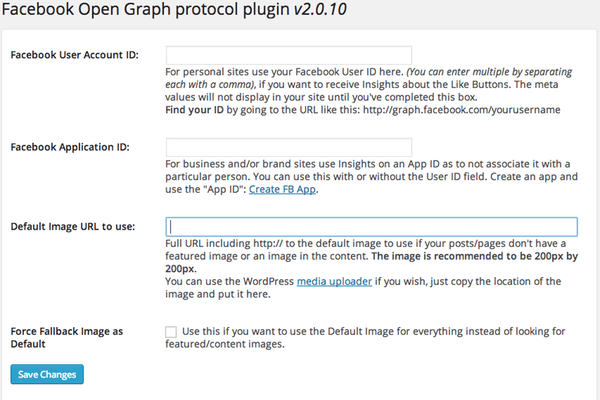 Plugin WP Facebook Open Graph Protocol menambahkan tag dan nilai yang tepat ke blog Anda untuk meningkatkan kemudahan berbagi.