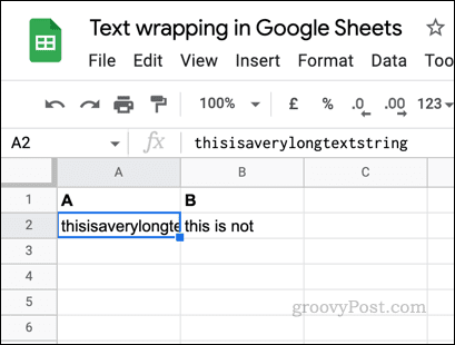 Contoh teks yang tidak dibungkus dalam Google Sheets