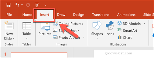 Tab Sisipkan di PowerPoint