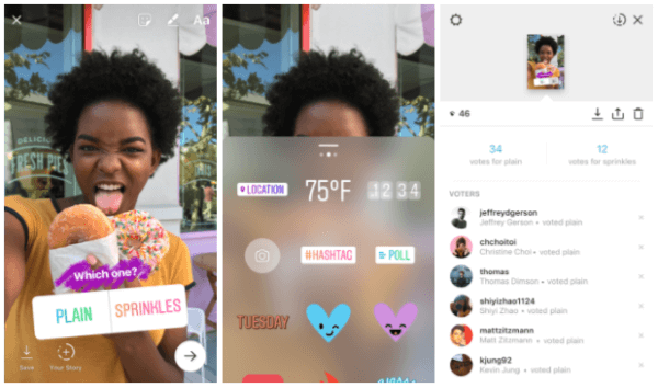 Instagram memperkenalkan stiker polling interaktif baru yang memungkinkan pengguna untuk mengajukan pertanyaan dan melihat hasil dari teman dan pengikut Anda saat mereka memberikan suara secara real-time. 