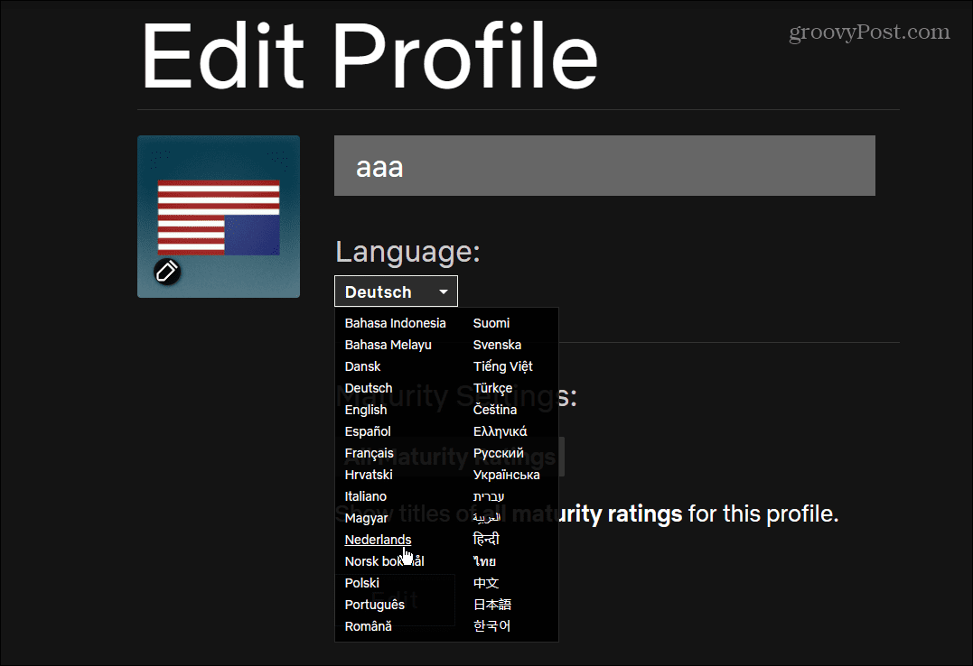 Edit Bahasa Profil
