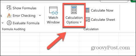 pilihan perhitungan excel