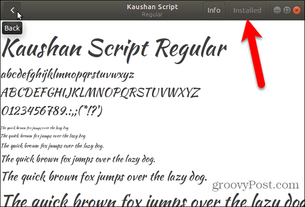 Font terpasang di Fonts Viewer