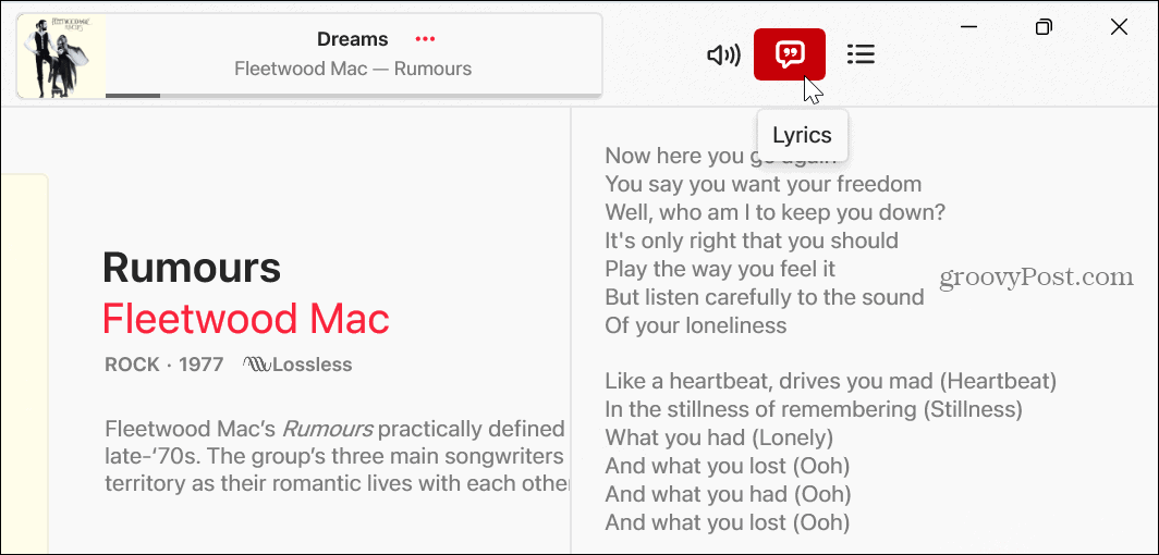 Lihat Lirik di Apple Music