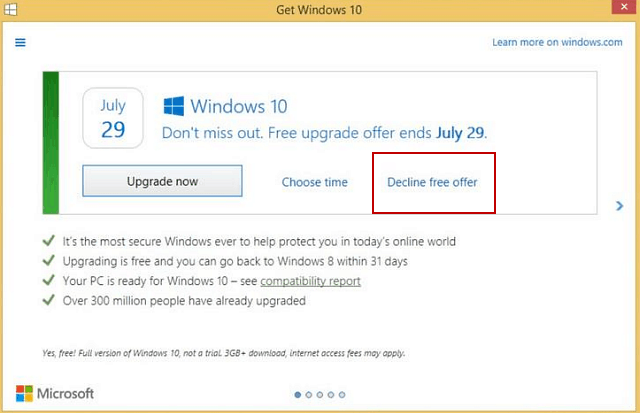 Microsoft Membuatnya Mudah untuk Tolak Upgrade Gratis Windows 10