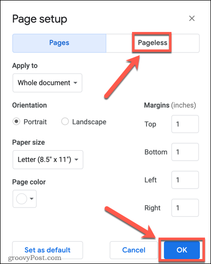 tampilan tanpa halaman google docs