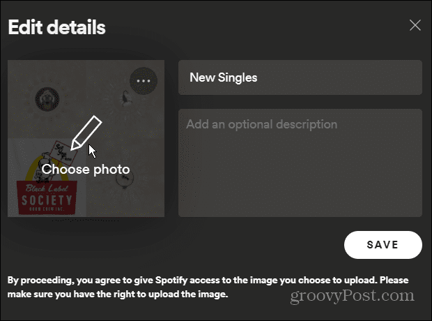 spotify pilih foto