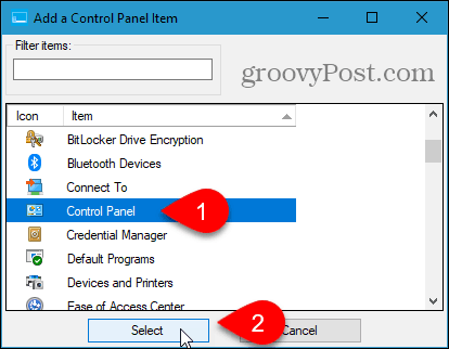 Tambahkan kotak dialog Control Panel Item di Win + X Menu Editor