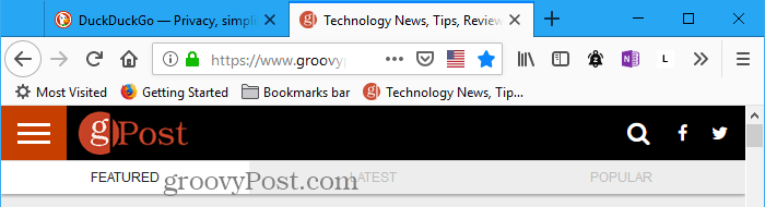 Tab kotak di Firefox, sebelum menerapkan Material Design UI