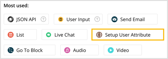 Pilih Setup User Attribute di Chatfuel.
