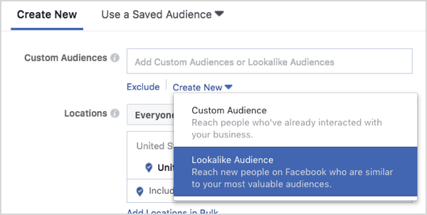 Pembuatan audiens yang mirip Facebook.