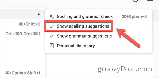 google docs menampilkan saran ejaan