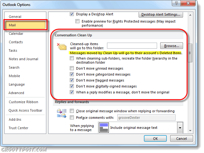 Cara Membersihkan Folder dan Pembicaraan Outlook 2010