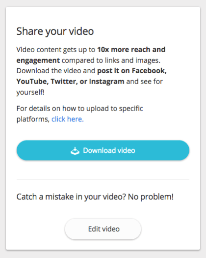 Anda dapat mengunduh video Anda dan membagikannya di situs web dan saluran media sosial Anda.
