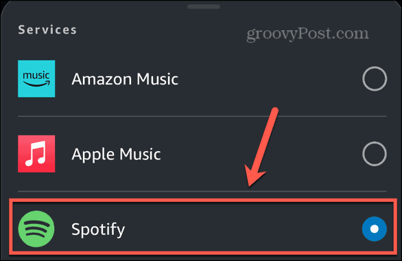 alexa pilih Spotify sebagai layanan default