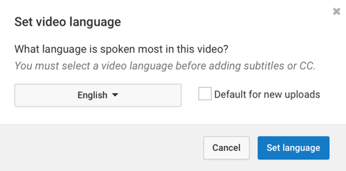 Pilih bahasa yang paling sering digunakan dalam video YouTube Anda.