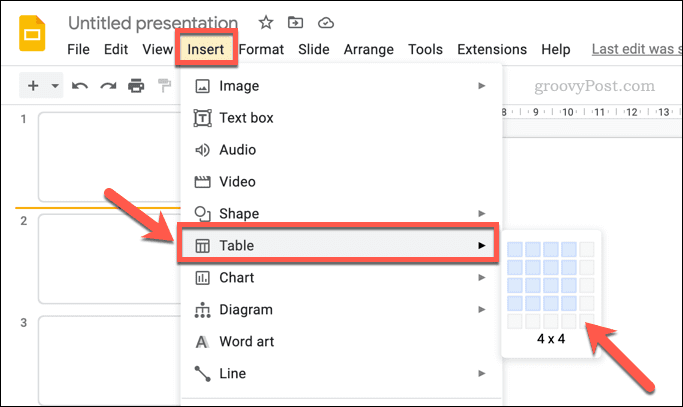 Sisipkan tabel di Google Slide