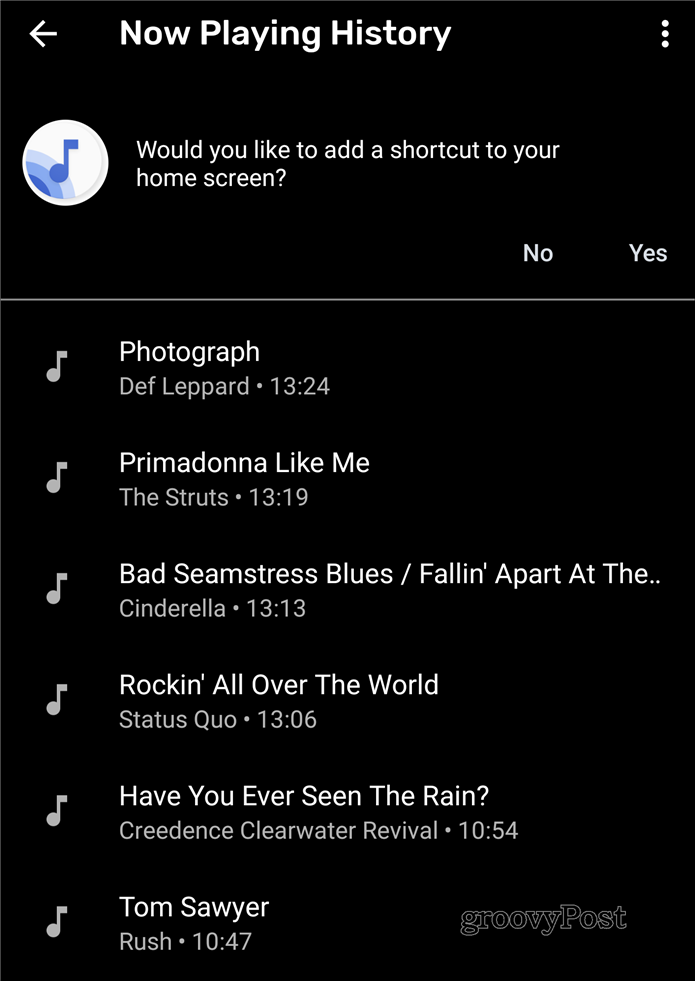 Sekarang Memutar daftar lagu Google Pixel