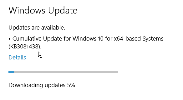 Pembaruan Kumulatif Ketiga Microsoft untuk Windows 10 (KB3081438)