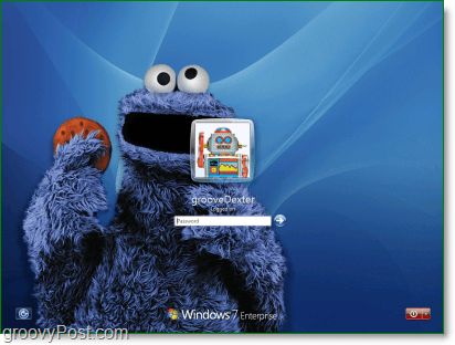 Windows 7 dengan latar belakang Cookie Monster wijen jalanan favorit saya