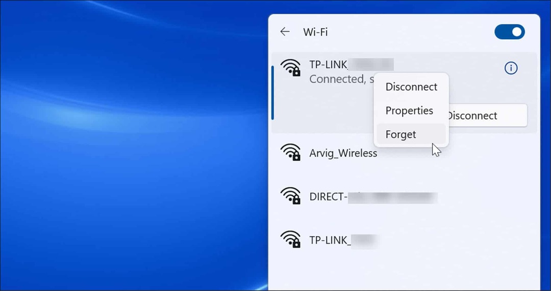 lupakan jaringan wi-fi di windows 11