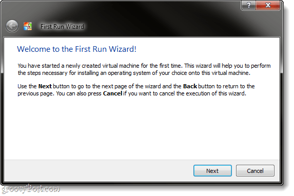 wizard pertama kali menjalankan mesin virtual