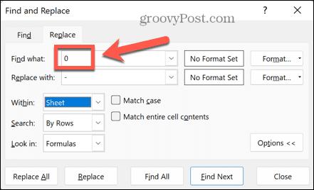 excel menemukan nol