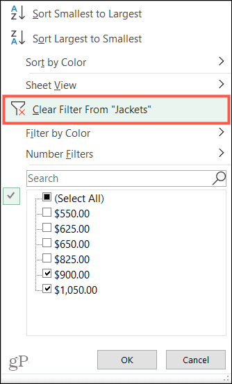 Hapus Filter di Excel
