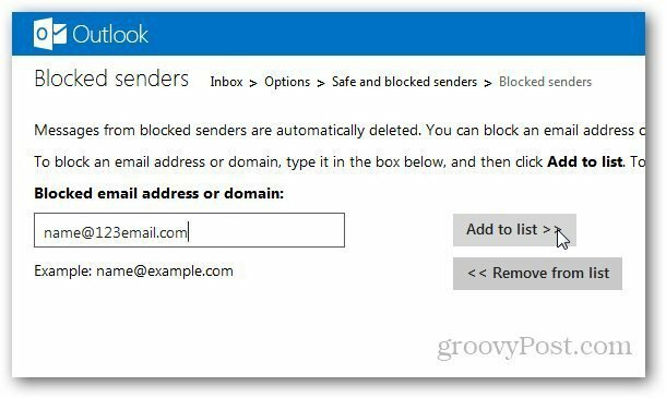 Outlook.com: Tambahkan Alamat Email ke Daftar Diblokir