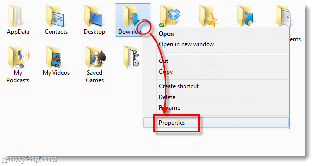 properti folder windows untuk diunduh