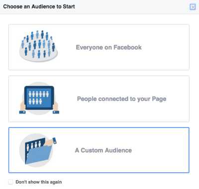 pilih facebook custom audience