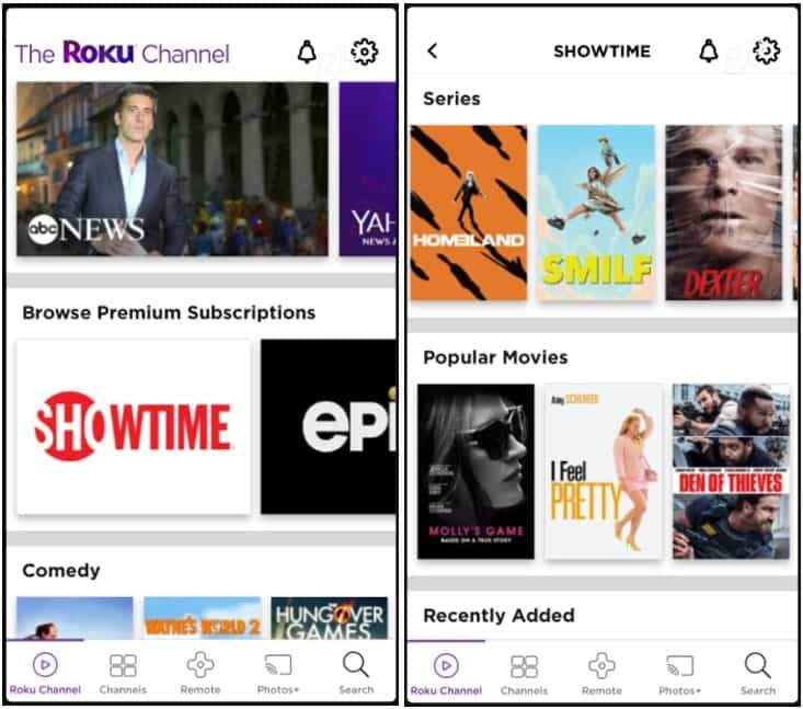 Aplikasi Saluran Premium Roku Channel iOS