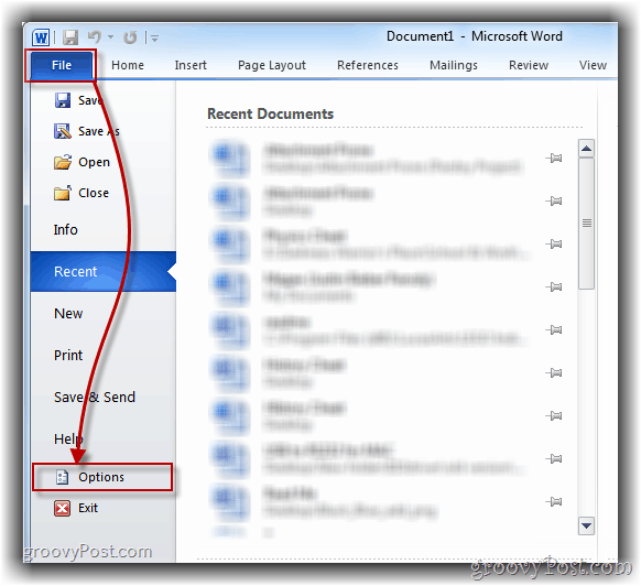 Cara Membuka Menu Opsi Word 2010