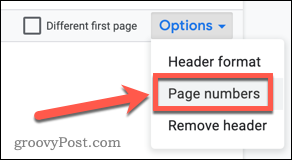 Menyetel nomor halaman di Google Documents