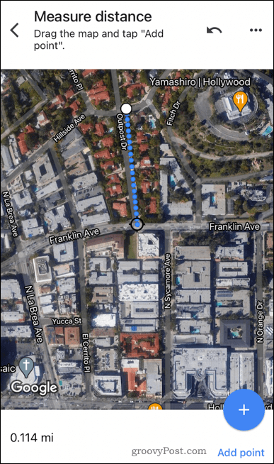 Jarak antara dua titik di Google Maps seluler