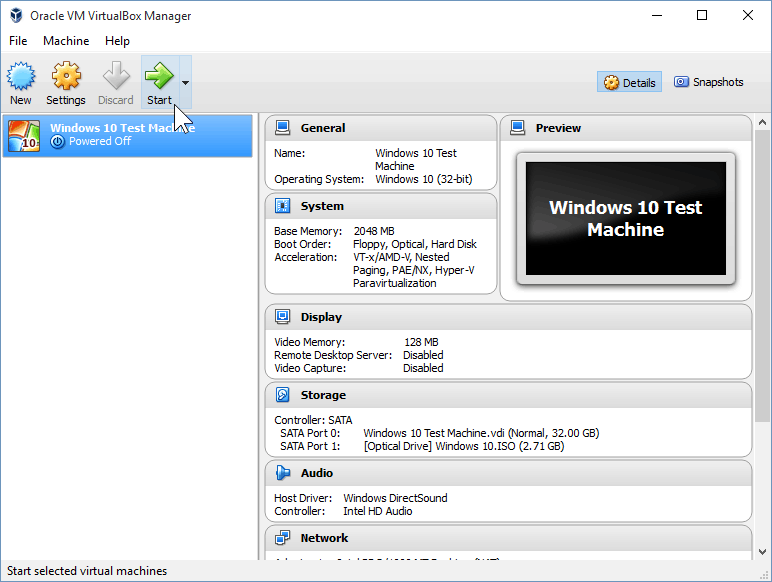 12 Mulai Mesin Virtual (Instal Windows 10)
