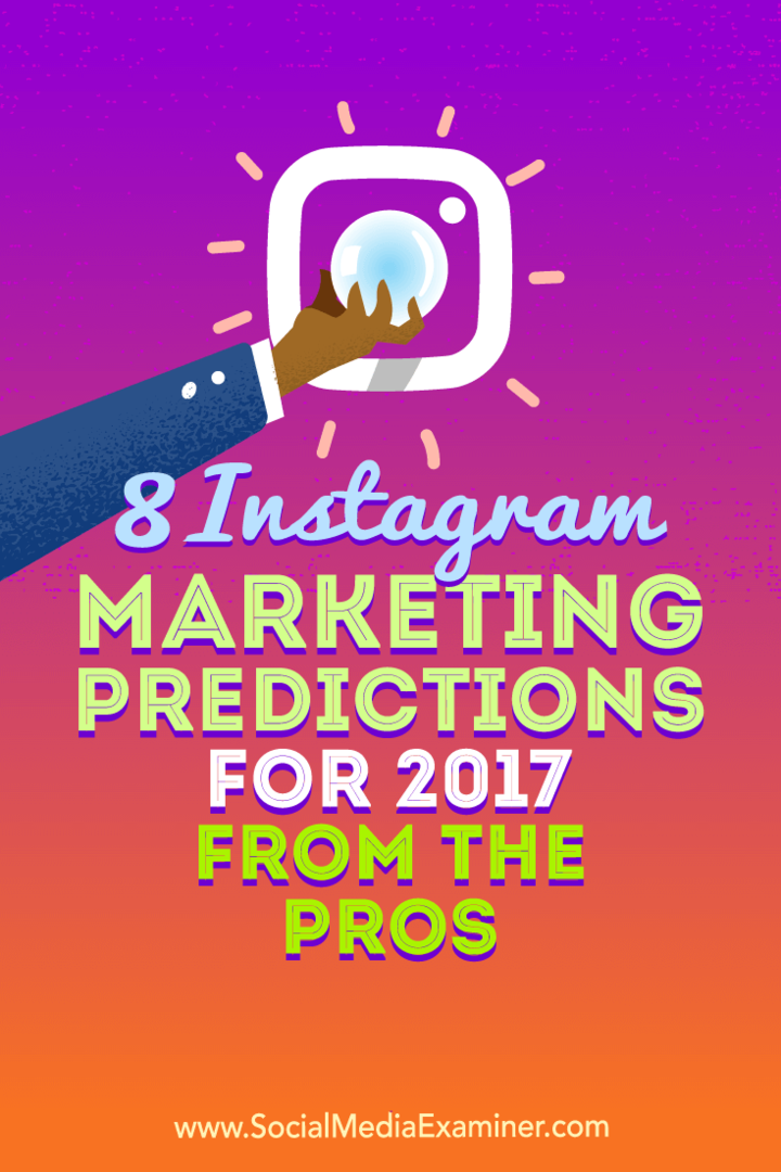 8 Prediksi Pemasaran Instagram untuk 2017 Dari Pro oleh Lisa D. Jenkins di Penguji Media Sosial.