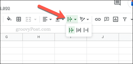 Ikon menu pembungkus teks di Google Spreadsheet