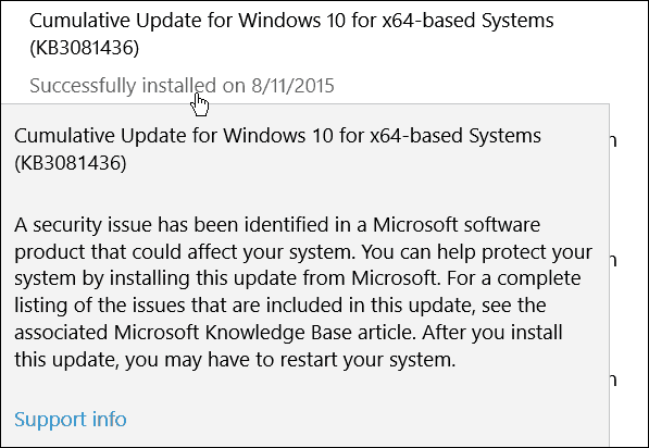 Pembaruan Kumulatif Kedua Microsoft untuk Windows 10 (KB3081436)