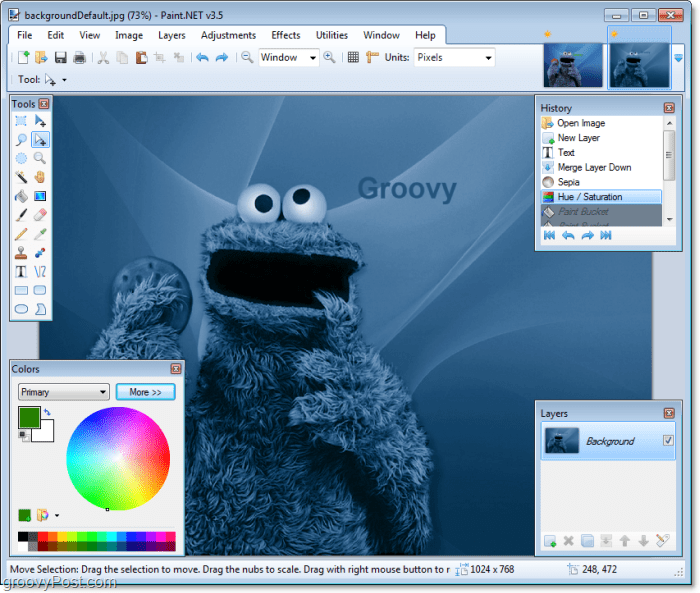 mengubah monster ecookie lebih biru dengan beberapa Paint. Fitur baru NET dari pembaruan 3.5
