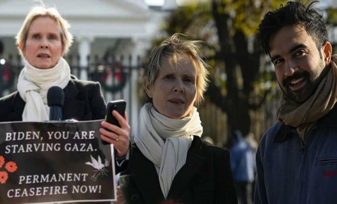 Aktris Amerika Cyntia Nixon berbicara mewakili Palestina dari depan Gedung Putih!